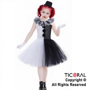 DISFRAZ  PAYASA TERRIFIER BLANCO Y NEGRO CON TUT� NI�A TALLE L (GY-101547)